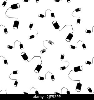 Tin Can Phone Icon Seamless Pattern, Non Electrical Speech Transmitting Device Vector Art Illustration Stock Vector