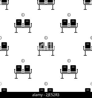 Waiting Lounge Icon Seamless Pattern, Airport Lounge, Waiting Room, Waiting Hall Vector Art Illustration Stock Vector