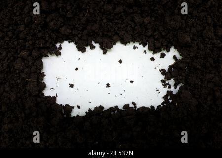 White empty text space with dark black soil border background. Stock Photo