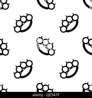 Brass Knuckles Icon Seamless Pattern, Fist Weapon Icon Vector Art Illustration Stock Vector