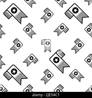 Bookmark Icon Seamless Pattern, Page Mark, Current Page Marker Vector Art Illustration Stock Vector