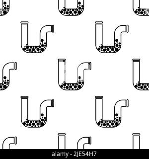 Clogged Pipe Icon Seamless Pattern, Blocked Drain Vector Art Illustration Stock Vector