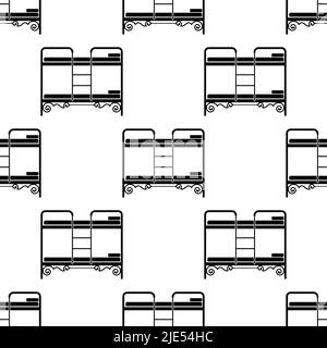 Bunk Bed Icon Seamless Pattern, Two Bed Frame Stacked On Top Of Another Vector Art Illustration Stock Vector