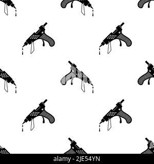 Glue Gun Icon Seamless Pattern, Hot Glue Gun, Hot Melt Adhesive, Thermoplastic Adhesive, Solid Cylindrical Stick Squeezed Out Of The Heated Nozzle Vec Stock Vector