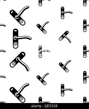 Door Lock Icon Seamless Pattern, Door Latch Vector Art Illustration Stock Vector