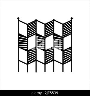 Folding Screen Divider Icon, Space Divider Into Separate Distinct Areas Vector Art Illustration Stock Vector