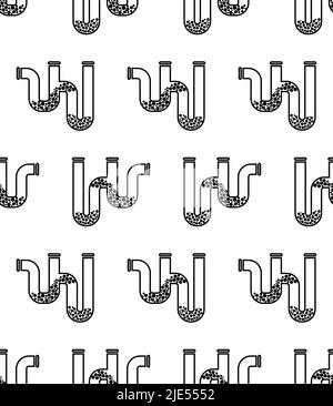 Clogged Pipe Icon Seamless Pattern, Blocked Drain Vector Art Illustration Stock Vector