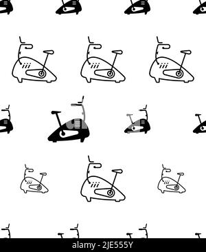 Exercise Bike Icon Seamless Pattern, Stationary Bike, Exercise Bicycle Icon Vector Art Illustration Stock Vector