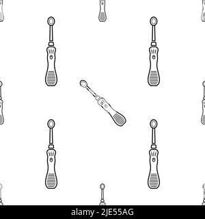 Electric Toothbrush Icon Seamless Pattern, Tooth Cleaning Brush Vector Art Illustration Stock Vector