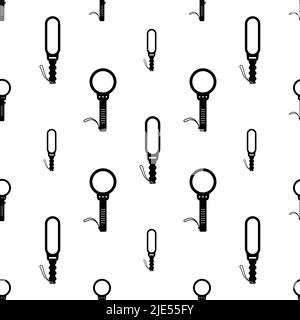 Metal Detector Icon Seamless Pattern, Hand Electronic Metal Detector Vector Art Illustration Stock Vector