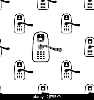 Smart Door Lock Icon Seamless Pattern, Smart Key Pad Security Door Lock Vector Art Illustration Stock Vector