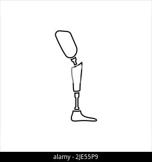 Prosthetic Leg Icon, Artificial Device Replacement Of Missing Human Leg Vector Art Illustration Stock Vector