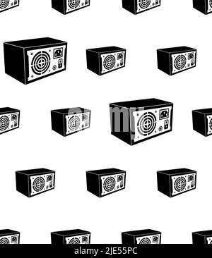 Power Supply Icon Seamless Pattern, Computer Smps Switch Mode Power Supply, Vector Art Illustration Stock Vector