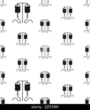 Intravenous Icon Seamless Pattern, Medical Icon, Drip Bottle Bag Icon Vector Art Illustration Stock Vector