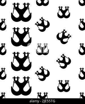 Lifting Hook Icon Seamless Pattern, Hoist Crane Heavy Weight Lifting Hook Vector Art Illustration Stock Vector