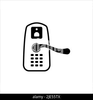 Smart Door Lock Icon, Smart Key Pad Security Door Lock Vector Art Illustration Stock Vector