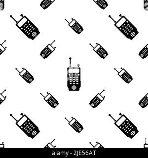 Walkie Talkie Icon Seamless Pattern, Handheld Portable, Two Way Radio Transceiver For Communication Device Vector Art Illustration Stock Vector