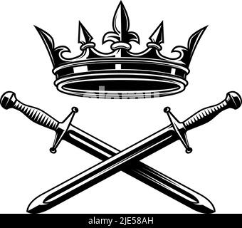 Emblem template with crossed swords. Design element for logo, label,  emblem, sign. Vector illustration Stock Vector Image & Art - Alamy