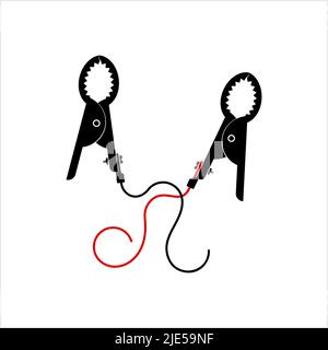 Electric Crocodile Clips With Wire Vector Art Illustration Stock Vector