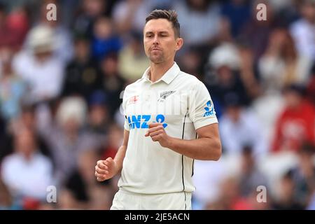 Leeds, UK. 25th June, 2022. Trent Boult of New Zealand during the game Credit: News Images /Alamy Live News Stock Photo