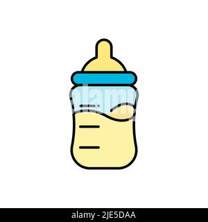 Baby bottle filled color icon, filled color vector sign, linear style pictogram isolated on white. Symbol, logo illustration. Editable stroke. Pixel p Stock Vector