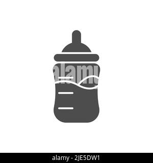 Baby milk bottle vector icon. filled flat sign for mobile concept and web design. Feeding bottle with milk glyph icon. Symbol, logo illustration. Pixe Stock Vector