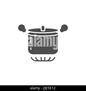Boiling pot on gas stove vector icon. filled flat sign for mobile concept and web design. Boiling saucepan glyph icon. Symbol, logo illustration. Vect Stock Vector