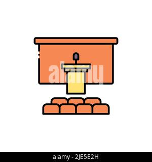 Conference room icon, filled color version, filled color vector sign, linear and full pictogram isolated on white. Speaker podium symbol, logo illustr Stock Vector