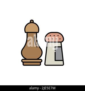 salt and pepper shakers filled color icon, filled color vector sign, linear filled color isolated on white. logo illustration Stock Vector