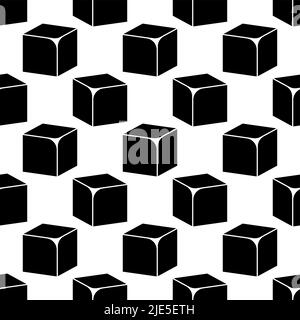Cube Icon, 3d Line Art Design Seamless Pattern Vector Art Illustration Stock Vector