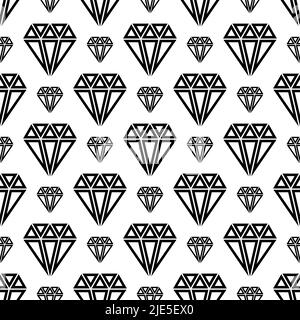 Diamond Icon, Diamond Cut Seamless Pattern Vector Art Illustration Stock Vector