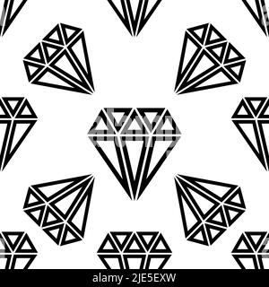Diamond Icon, Diamond Cut Seamless Pattern Vector Art Illustration Stock Vector