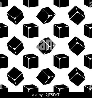Cube Icon, 3d Line Art Design Seamless Pattern Vector Art Illustration Stock Vector