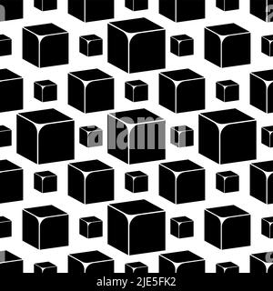 Cube Icon, 3d Line Art Design Seamless Pattern Vector Art Illustration Stock Vector