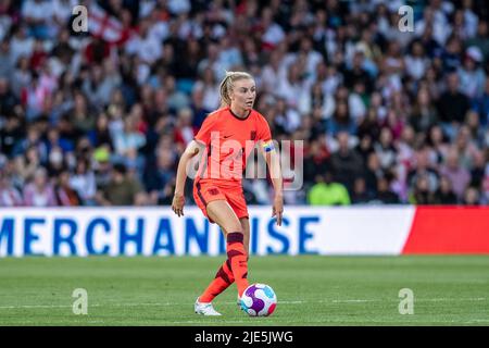 Leeds, UK. 24th June, 2022. : Leah Williamson during the womens international friendly (EURO 2022 warm up) between England and the Netherlands at Elland Road in Leeds, England. ((6257)) Credit: SPP Sport Press Photo. /Alamy Live News Stock Photo