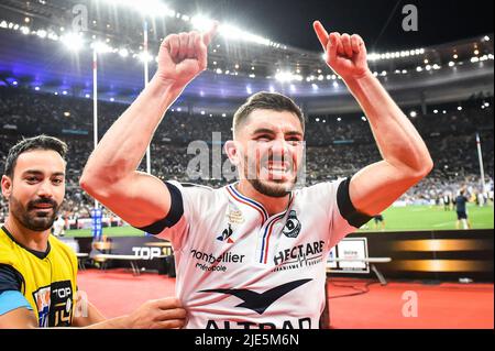 Anthony BOUTIER of Montpellier celebrates the victory during the French championship Top 14, Final rugby union match between Castres Olympique and Montpellier Herault Rugby on June 24, 2022 at Stade de France in Saint-Denis near Paris, France - Photo Matthieu Mirville / DPPI Stock Photo