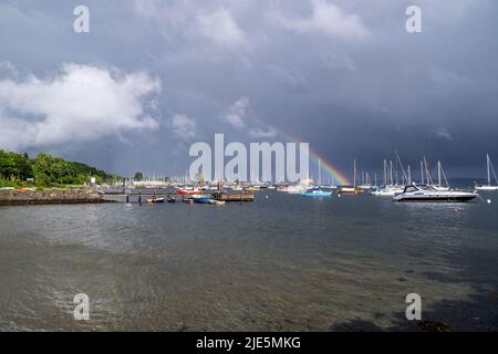 rainbow over the Eckernförde Bight, Germany Stock Photo
