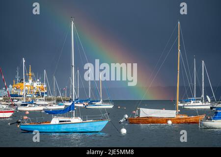 rainbow over the Eckernförde Bight, Germany Stock Photo