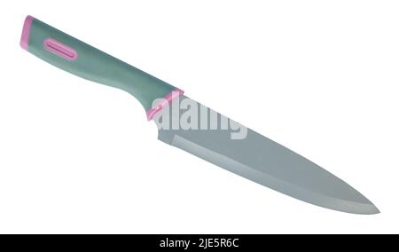 gray utility knife with plastic handle isolated on white background Stock Photo