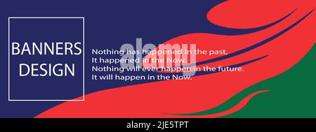 Banner dark blue green and red colors, colored waves. For any kind of design advertising. Stock Vector