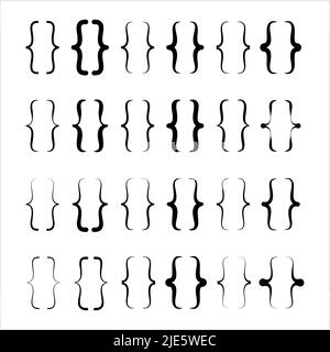Curly Bracket Icon, Braces Set Vector Art Illustration Stock Vector