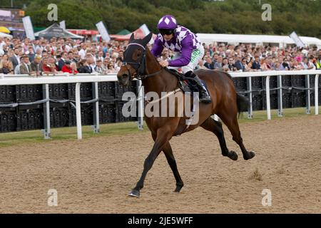 Raatea ridden by Jason Hart wins the Pertemps Network Handicap during day three of the Northumberland Plate Festival at Newcastle Racecourse. Picture date: Saturday June 25, 2022. Stock Photo