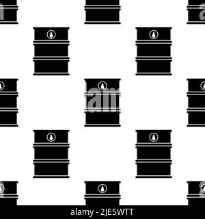 Oil Barrel Icon Seamless Pattern, Oil Drum Vector Art Illustration Stock Vector