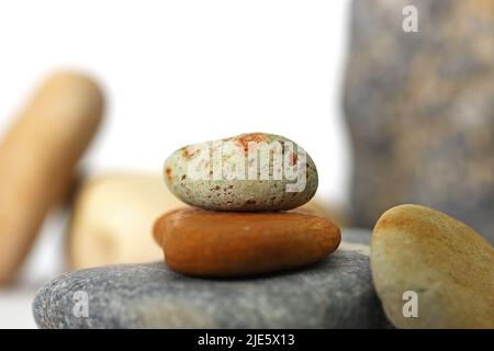 zen stones isolated on white background Stock Photo