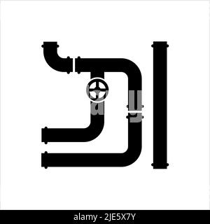 Pipe Icon, Pipe Fitting Icon Vector Art Illustration Stock Vector