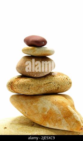 zen stones isolated on white background Stock Photo