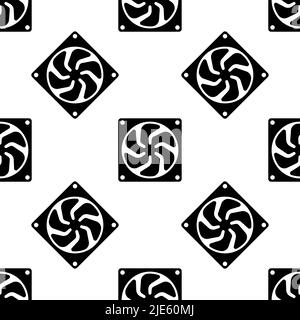 Computer Cooling Fan Icon Seamless Pattern, Air Cooling Fan Vector Art Illustration Stock Vector