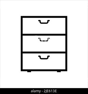 Drawers Icon, Chest Of Drawers Icon Vector Art Illustration Stock Vector