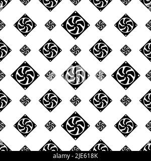 Computer Cooling Fan Icon Seamless Pattern, Air Cooling Fan Vector Art Illustration Stock Vector