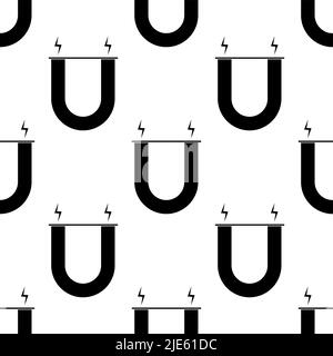 Magnet Icon Seamless Pattern, North Pole, South Pole Vector Art Illustration Stock Vector